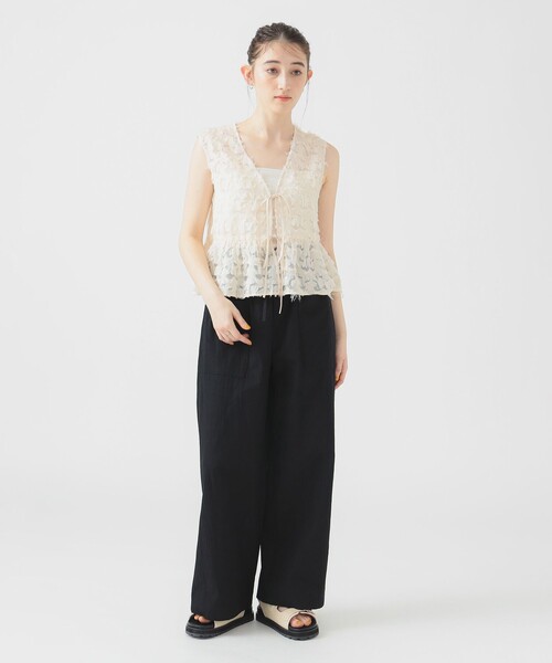 B:MING by BEAMS（ビーミングバイビームス）の「フリンジ ジャカード ノースリーブ ブラウス（シャツ/ブラウス・レディース・ブラック/ホワイト系その他5・ONE SIZE）」の3枚目の写真