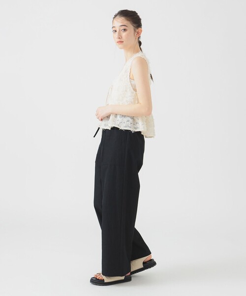 B:MING by BEAMS（ビーミングバイビームス）の「フリンジ ジャカード ノースリーブ ブラウス（シャツ/ブラウス・レディース・ブラック/ホワイト系その他5・ONE SIZE）」の4枚目の写真