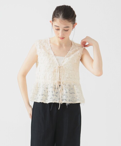 B:MING by BEAMS（ビーミングバイビームス）の「フリンジ ジャカード ノースリーブ ブラウス（シャツ/ブラウス・レディース・ブラック/ホワイト系その他5・ONE SIZE）」の6枚目の写真