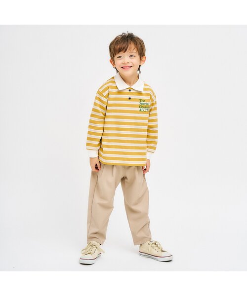 apres les cours（アプレレクール）の「【ジュニア対応】襟付きマルチボーダーTシャツ（Tシャツ/カットソー・キッズ・イエロー/ブルー・100/130/120/110/90/80）」の3枚目の写真