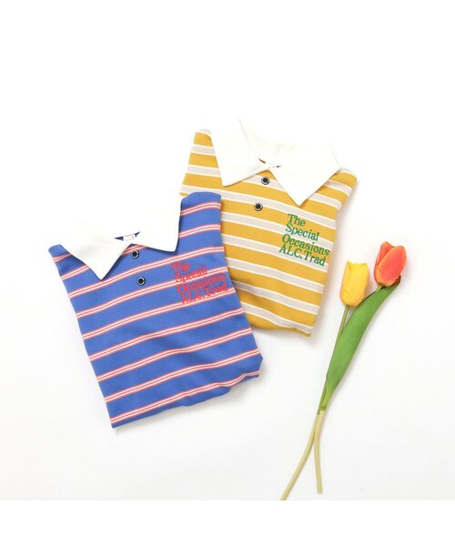 apres les cours（アプレレクール）の「【ジュニア対応】襟付きマルチボーダーTシャツ（Tシャツ/カットソー・キッズ・イエロー/ブルー・100/130/120/110/90/80）」の8枚目の写真