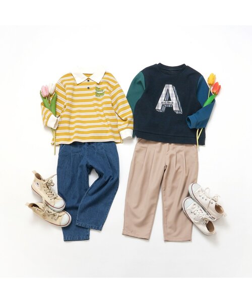 apres les cours（アプレレクール）の「【ジュニア対応】襟付きマルチボーダーTシャツ（Tシャツ/カットソー・キッズ・イエロー/ブルー・100/130/120/110/90/80）」の9枚目の写真