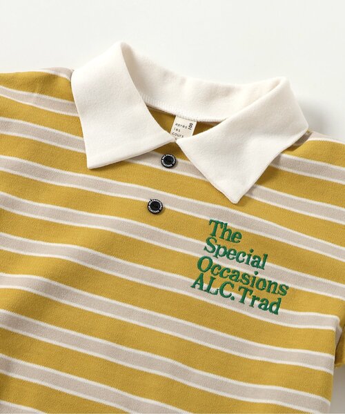 apres les cours（アプレレクール）の「【ジュニア対応】襟付きマルチボーダーTシャツ（Tシャツ/カットソー・キッズ・イエロー/ブルー・100/130/120/110/90/80）」の14枚目の写真