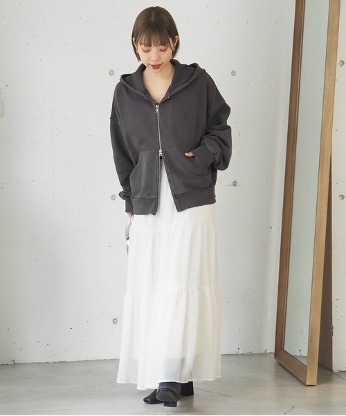 tiptop（ティップトップ）の「ヴィンテージ加工ダブルジップパーカー（パーカー・レディース・チャコールグレー/ピンク/グレー/ブルー/カーキ/ボルドー/ライトグレー・FREE）」の18枚目の写真