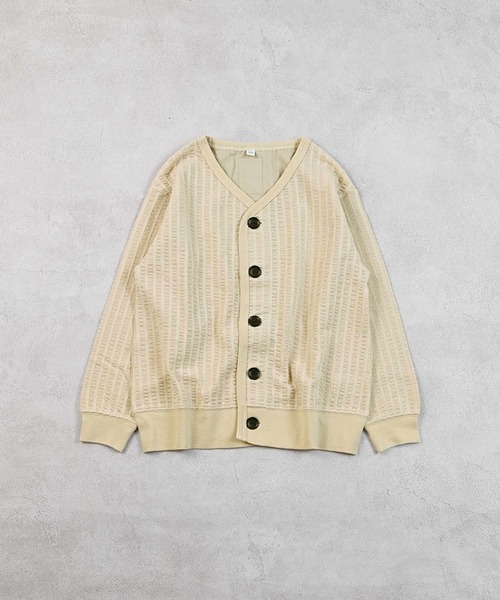 MARKEY'S（マーキーズ）の「ニットサッカーカーディガン（カーディガン/ボレロ・キッズ・チャコール/クリーム/ピンク/ブラウン・90/100/110/120/80/130/95/140/150）」の5枚目の写真