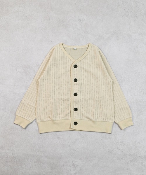 MARKEY'S（マーキーズ）の「ニットサッカーカーディガン（カーディガン/ボレロ・キッズ・チャコール/クリーム/ピンク/ブラウン・90/100/110/120/80/130/95/140/150）」の6枚目の写真