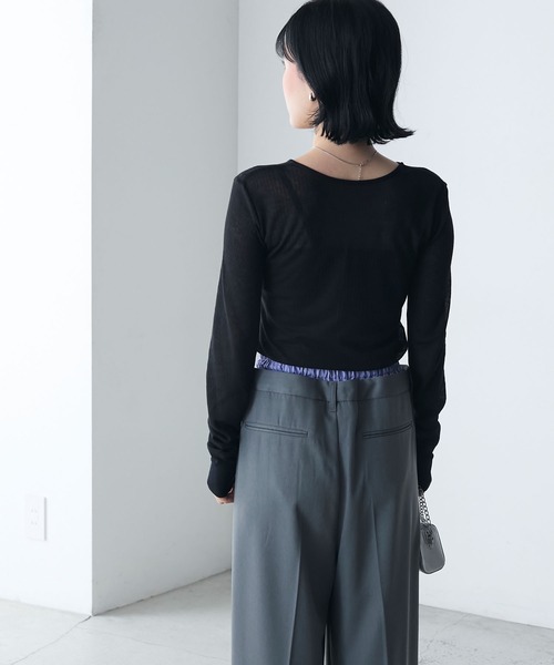 forksy.（フォルクシー）の「【forksy.】シアーリブ ヘンリーネック ロングTシャツ（Tシャツ/カットソー・レディース・ピンク/アイボリー/ブラック/杢グレー・FREE）」の19枚目の写真