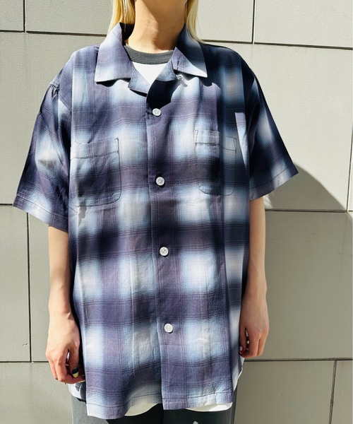 ブラウス シャツ HOUSTON / OMBRE CHECK S/S SHIRT / 41187 レディース メンズ HOUSTON / OMBRE CHECK S/S SHIRT / 41187（シャツ/ブラウス