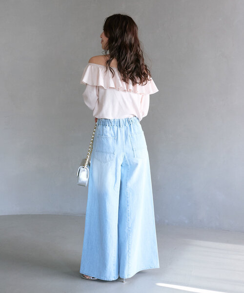 La boutique BonBon(ラブティックボンボン)の「バギーワイドデニム(デニムパンツ・レディース・ネイビー/サックスブルー・1/2)」の18枚目の写真