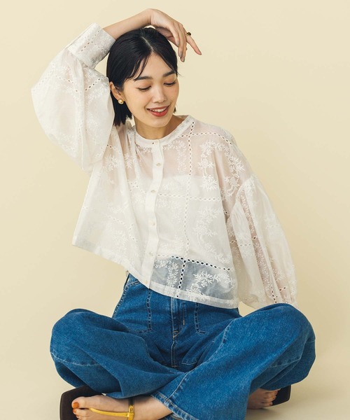 最終値下げ 新品GreadyBrilliant シアー刺繍クロップドブラウス シアー刺繍クロップドブラウス（シャツ/ブラウス）｜Gready