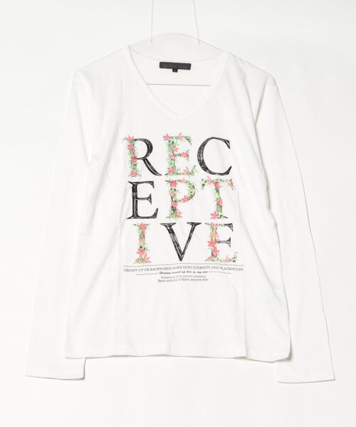 in the attic(インジアティック)の「『in the attic』Vネック/RECEPTIVE/LS-T(Tシャツ/カットソー・メンズ・ホワイト/ブラック・LARGE)」の1枚目の写真