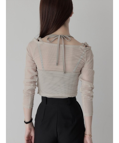 amel（エイメル）の「【RE ARRIVAL】チュールレイヤードリボントップス/ピンクベージュ（Tシャツ/カットソー・レディース・ピンクベージュ・FREE）」の7枚目の写真