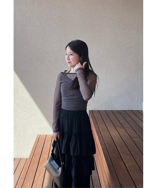 amel（エイメル）の「【RE ARRIVAL】チュールレイヤードリボントップス/ピンクベージュ（Tシャツ/カットソー・レディース・ピンクベージュ・FREE）」の20枚目の写真