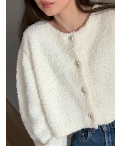 emmi（エミ）の「リボンヤーンニットジャケット（ノーカラージャケット・レディース・ホワイト/イエロー/その他・FREE）」の6枚目の写真