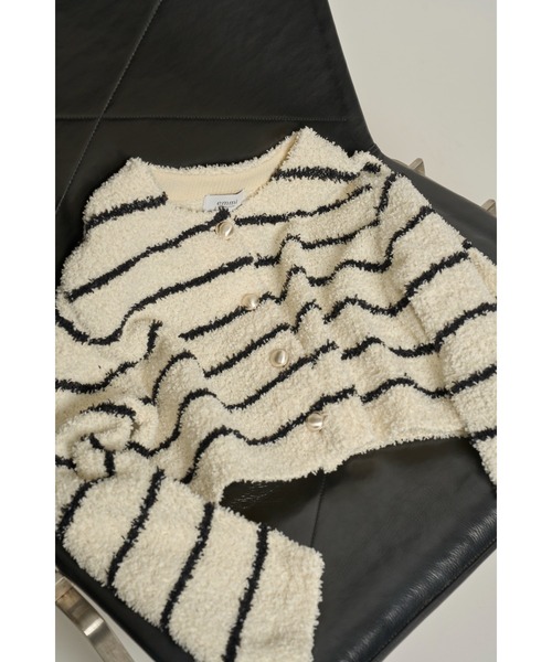 emmi（エミ）の「リボンヤーンニットジャケット（ノーカラージャケット・レディース・ホワイト/イエロー/その他・FREE）」の7枚目の写真