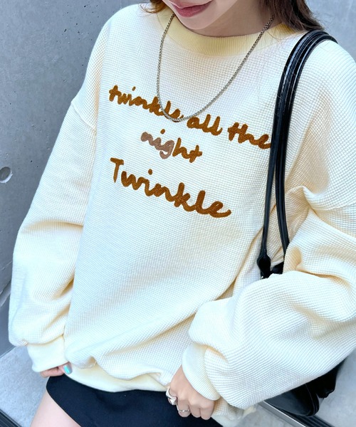 Futier land(フューティアランド)の「Twinkleロゴ刺繍ワッフルトップス(Tシャツ/カットソー・レディース・ネイビー/ライトグレー/アイボリー・MEDIUM/LARGE)」の9枚目の写真
