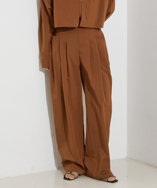 NOMINE(ノミネ)の「【セットアップ着用可】3タック ワイドパンツ(その他パンツ・レディース・ホワイト/ブラウン系その他/ブラック・フリー/S/M)」の3枚目の写真