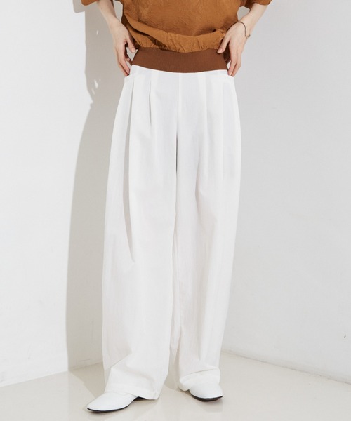 NOMINE(ノミネ)の「【セットアップ着用可】3タック ワイドパンツ(その他パンツ・レディース・ホワイト/ブラウン系その他/ブラック・フリー/S/M)」の2枚目の写真