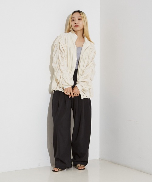 NOMINE(ノミネ)の「【セットアップ着用可】3タック ワイドパンツ(その他パンツ・レディース・ホワイト/ブラウン系その他/ブラック・フリー/S/M)」の4枚目の写真