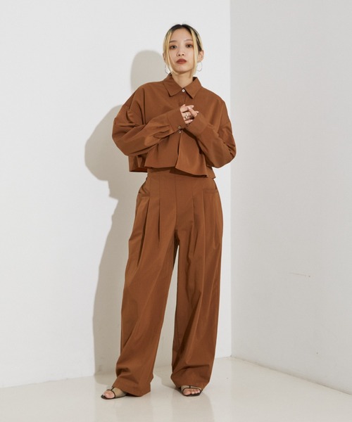 NOMINE(ノミネ)の「【セットアップ着用可】3タック ワイドパンツ(その他パンツ・レディース・ホワイト/ブラウン系その他/ブラック・フリー/S/M)」の9枚目の写真