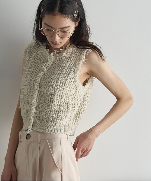 セール】ツイードライクサマーニットベスト（ニット/セーター）｜THE