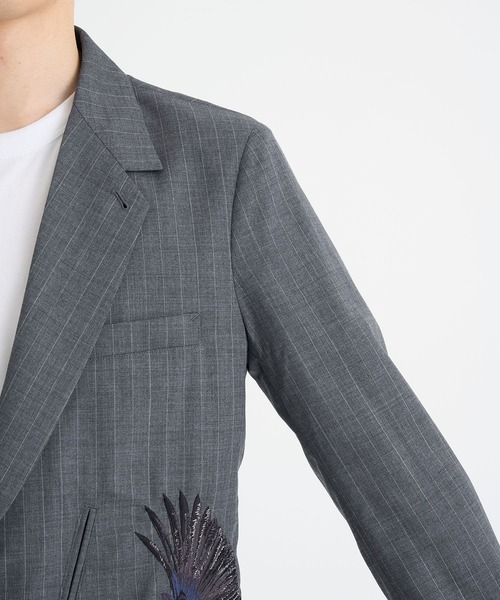KHOKI 25SS Pinstripe-pattern jacket コッキ KHOKI / コッキ】 Layered-design denim jacket/レイヤード