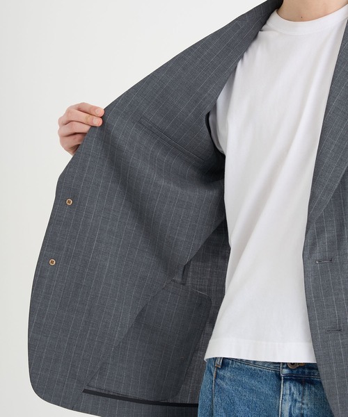 KHOKI 25SS Pinstripe-pattern jacket コッキ KHOKI / コッキ】 Layered-design denim jacket/レイヤード