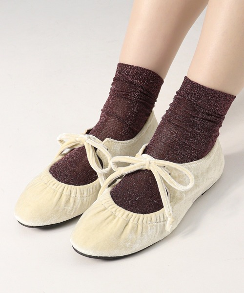 LibertyDoll（リバティードール）の「レースアップ リボンベロアバレエパンプス（バレエシューズ・レディース・シルバー/ブラック/アイボリー・S/SS/3L/LL/L/M）」の13枚目の写真