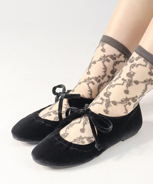 LibertyDoll（リバティードール）の「レースアップ リボンベロアバレエパンプス（バレエシューズ・レディース・シルバー/ブラック/アイボリー・S/SS/3L/LL/L/M）」の10枚目の写真