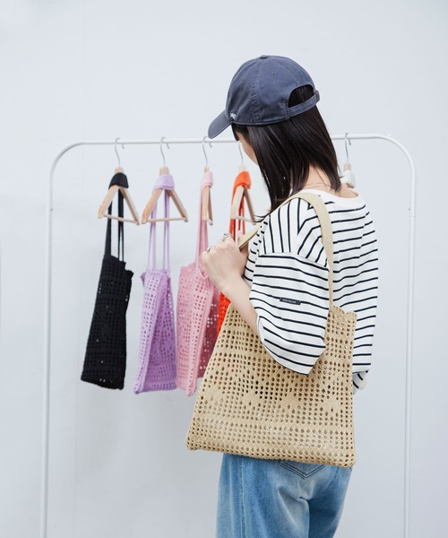 Chillfar（チルファー）の「かぎ針編みトートバッグ（トートバッグ・レディース・キナリ/ベージュ/パープル/オレンジ/ピンク/グリーン/ブラック・FREE）」の22枚目の写真