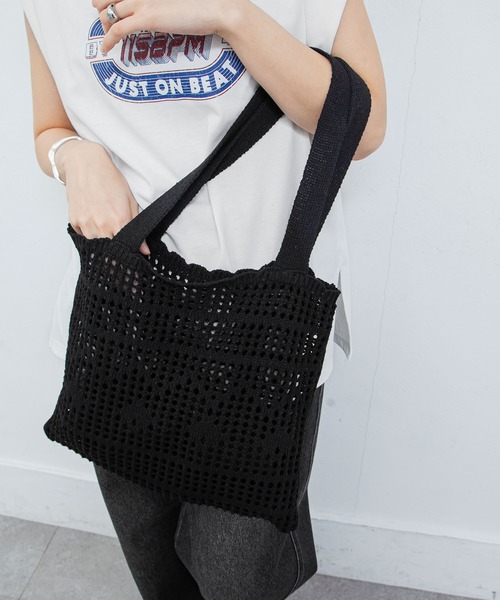 Chillfar（チルファー）の「かぎ針編みトートバッグ（トートバッグ・レディース・キナリ/ベージュ/パープル/オレンジ/ピンク/グリーン/ブラック・FREE）」の15枚目の写真