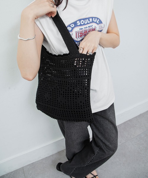 Chillfar（チルファー）の「かぎ針編みトートバッグ（トートバッグ・レディース・キナリ/ベージュ/パープル/オレンジ/ピンク/グリーン/ブラック・FREE）」の16枚目の写真