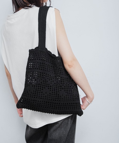 Chillfar（チルファー）の「かぎ針編みトートバッグ（トートバッグ・レディース・キナリ/ベージュ/パープル/オレンジ/ピンク/グリーン/ブラック・FREE）」の18枚目の写真