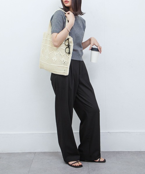 Chillfar（チルファー）の「かぎ針編みトートバッグ（トートバッグ・レディース・キナリ/ベージュ/パープル/オレンジ/ピンク/グリーン/ブラック・FREE）」の12枚目の写真