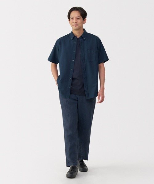 無印良品（ムジルシリョウヒン）の「紳士　洗いざらしオックスボタンダウン半袖シャツ（シャツ/ブラウス・メンズ・ホワイト/ベージュ系/ネイビー/ブルー系/サックスブルー・S/L/XL/M）」の20枚目の写真