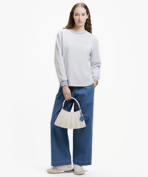 LACOSTE(ラコステ)の「ラウンドヘム 配色リブカラー ワッフルボーダーロングスリーブTシャツ(Tシャツ/カットソー・レディース・ホワイト/ピンク/グリーン/オフホワイト/ブラック/オリーブ/セージグリーン/ライトブルー・40/38/36/34)」の22枚目の写真