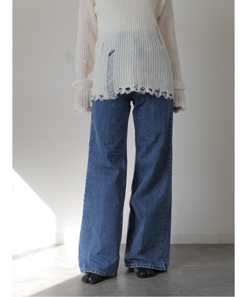 ハイライズストレートデニム／high rise straight denim ロング