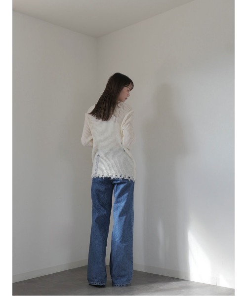 Reurie'(レウリィ)の「ハイライズストレートデニム/high rise straight denim ロング丈 セミフレア ジーンズ きれいめ カジュアル 韓国ファッション Y2K(デニムパンツ・レディース・ブルー/ブラック・FREE)」の12枚目の写真