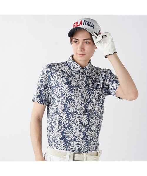 FILA GOLF(フィラゴルフ )の「FILA GOLF/フィラ ゴルフ ゴルフウェア 接触冷感 吸汗速乾 UVカット 遮熱メッシュ 半袖 シャツ Tシャツ(Tシャツ/カットソー・メンズ・サックスブルー/ライトグレー/ベージュ/ネイビー・M/L/LL)」の4枚目の写真