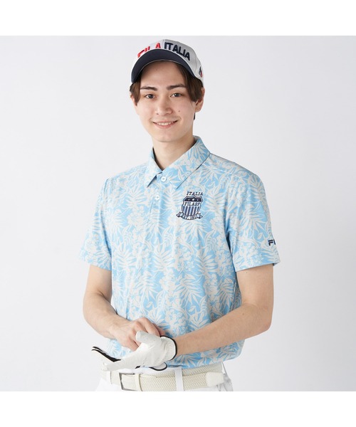 FILA GOLF(フィラゴルフ )の「FILA GOLF/フィラ ゴルフ ゴルフウェア 接触冷感 吸汗速乾 UVカット 遮熱メッシュ 半袖 シャツ Tシャツ(Tシャツ/カットソー・メンズ・サックスブルー/ライトグレー/ベージュ/ネイビー・M/L/LL)」の1枚目の写真