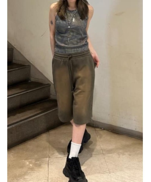 LAGUA GEM（ラグアジェム）の「WASH MIDDLE ハーフパンツ（スウェットパンツ・レディース・ブラック/カーキ/チャコールグレー・SMALL/MEDIUM）」の21枚目の写真