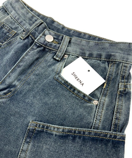 セール】ビッグポケットデニムカーブワイドパンツ（デニムパンツ