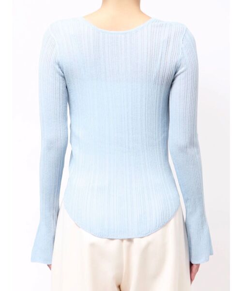 LAGUNAMOON（ラグナムーン）の「2WAYランダムリブシアーニットカーデ（Tシャツ/カットソー・レディース・ブラック/ブルー/アイボリー・FREE）」の6枚目の写真