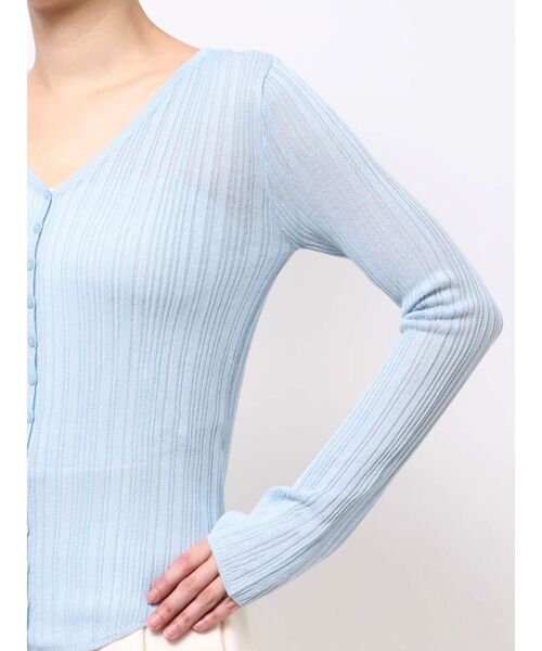 LAGUNAMOON（ラグナムーン）の「2WAYランダムリブシアーニットカーデ（Tシャツ/カットソー・レディース・ブラック/ブルー/アイボリー・FREE）」の8枚目の写真