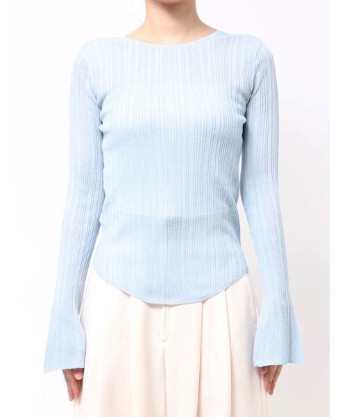 LAGUNAMOON（ラグナムーン）の「2WAYランダムリブシアーニットカーデ（Tシャツ/カットソー・レディース・ブラック/ブルー/アイボリー・FREE）」の11枚目の写真