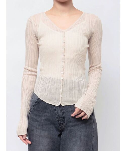 LAGUNAMOON（ラグナムーン）の「2WAYランダムリブシアーニットカーデ（Tシャツ/カットソー・レディース・ブラック/ブルー/アイボリー・FREE）」の16枚目の写真