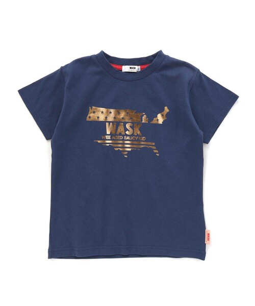 【洗える・綿100】〇△□立体ロゴTシャツ セール】【接触冷感】WASKマーク箔プリント天竺Tシャツ(100