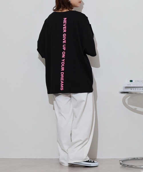 atONE(アットワン)の「BIGロゴプリントポケット付きドルマンTシャツ(Tシャツ/カットソー・レディース・パープル/杢グレー/ブラック・M/L)」の9枚目の写真