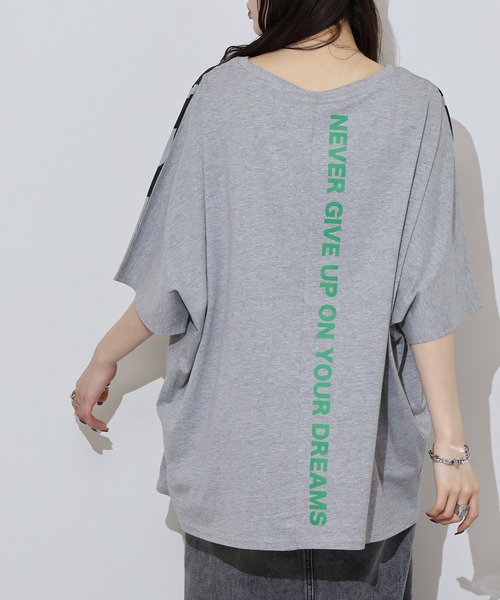 atONE(アットワン)の「BIGロゴプリントポケット付きドルマンTシャツ(Tシャツ/カットソー・レディース・パープル/杢グレー/ブラック・M/L)」の13枚目の写真