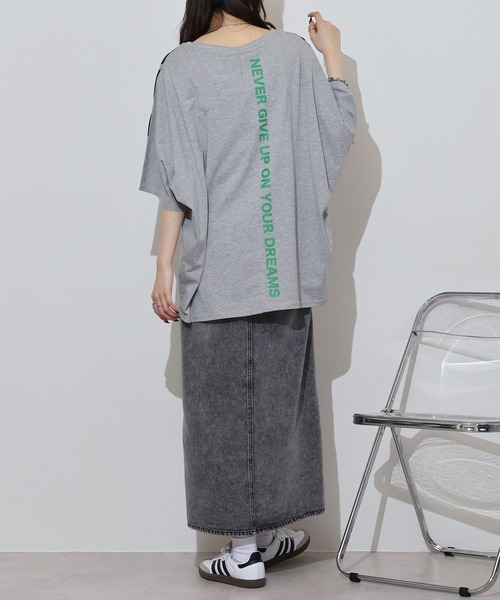 atONE(アットワン)の「BIGロゴプリントポケット付きドルマンTシャツ(Tシャツ/カットソー・レディース・パープル/杢グレー/ブラック・M/L)」の15枚目の写真